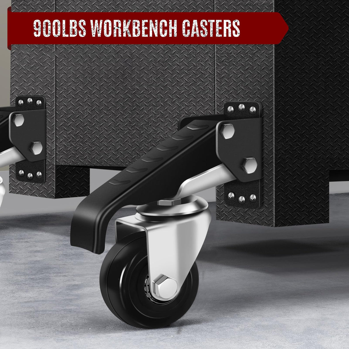 SPACECARE Workbench Casters Retractable Casters Kit 900Lbs, 4 Heavy Duty Casters Side Mounted All Steel Construction Urethane, Bonus Install SPACECARE