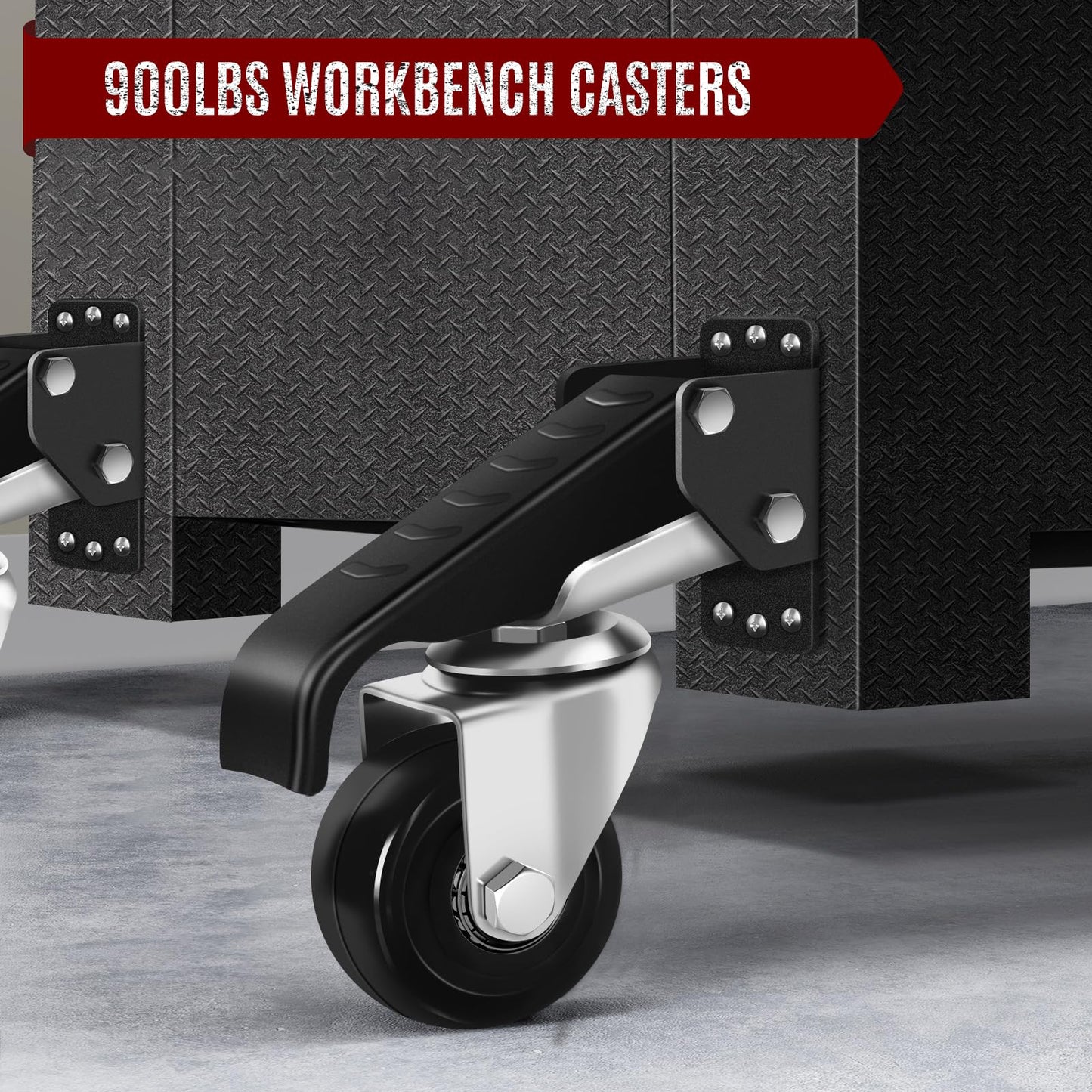 SPACECARE Workbench Casters Retractable Casters Kit 900Lbs, 4 Heavy Duty Casters Side Mounted All Steel Construction Urethane, Bonus Install - WoodArtSupply