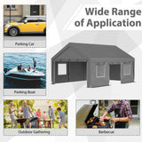 Aprilsoul Outdoor 13x20 FT Carport, Heavy Duty Canopy Storage Shed with Mesh Windows and Galvanized Steel Tube, All-Season Tarp, Wide Range of Aprilsoul