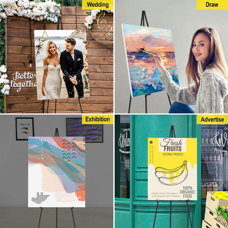 SunyesYoon Display Black Easel Stand for Wedding Sign - Artist Instant Tripod Collapsible Portable Floor Easel for Posters- 63" Adjustable Easy SunyesYoon