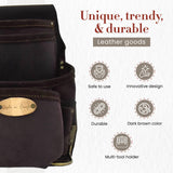 Style n Craft 10-Pocket Carpenter’s Nail & Tool Pouch, Heavy-Duty Leather Tool Pouch, Perfect and Durable Oiled Full-Grain Leather Pouch, Dark Brown Style N Craft