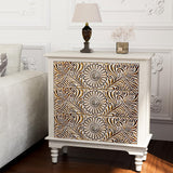 HOMPUS End Table w Flower Pattern, Nightstand w 3 Storage Drawers, Small Night Stand w Wood Grain Finish, Accent Table Side Table, Small Chest HOMPUS