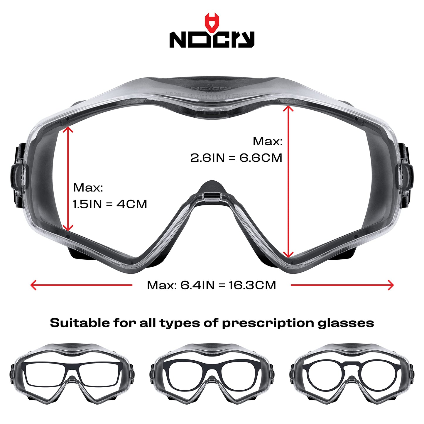 NoCry Safety Goggles Over Glasses for Men and Women; Anti Fog Scratch Resistant Men; Vented Lab with Extreme Impact Resistance; ANSI Z87.1 Certified - WoodArtSupply