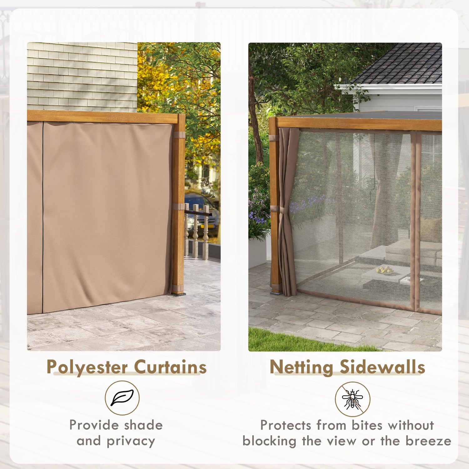 Outsunny 10' x 13' Louvered Pergola Hardtop Gazebo with Adjustable Aluminum Roof and Frame, Outdoor Pergola with Curtains and Netting, for Garden, Outsunny