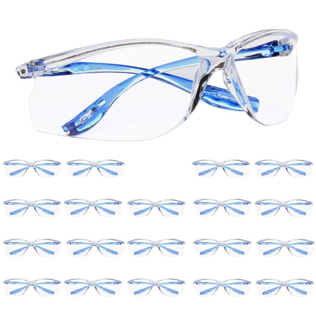 3M Safety Glasses, Virtua Sport CCS, 20 Pack, ANSI Z87, Anti-Fog, Anti-Scratch, Clear Lens, Blue Frame, Corded Ear Plug Control System 3M