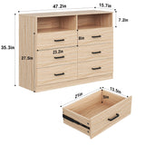 Bigbiglife 6 Drawer Dresser with Open Storage, Natural Wood Dresser, Modern Double Dresser for Bedroom, Living Room, Entryway, Light Oak Bigbiglife