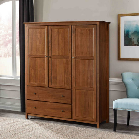 Grain Wood Furniture Shaker 3-Door Wardrobe, Walnut Grain Wood Furniture