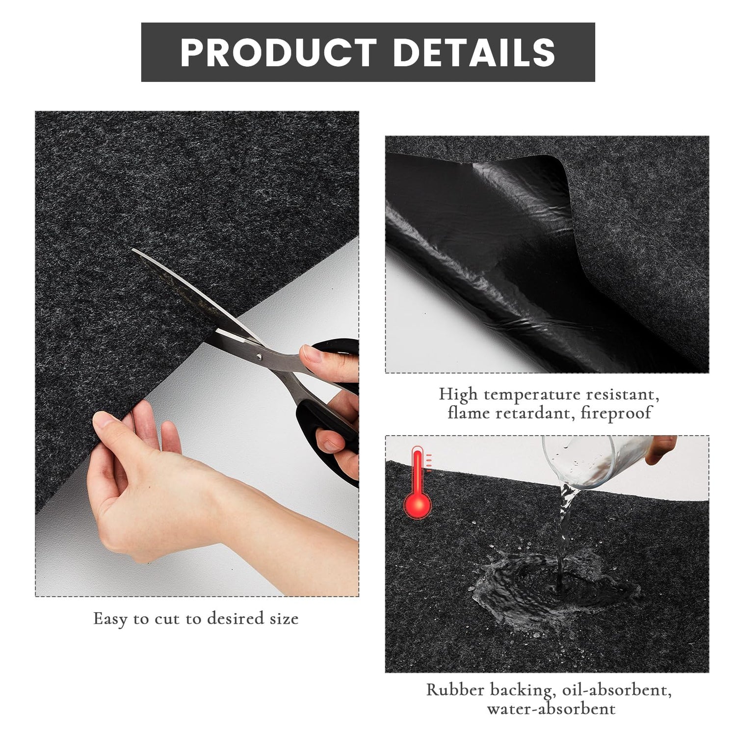 Datanly 1 Piece Oil Spill Mat, 60 x 36 Inch Garage Floor Mat Under Car Driveway Mats Oil Leaks Absorbent Oil Pad, Reusable, Washable, Durable, Datanly