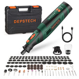 DEPSTECH Cordless Rotary Tool Kit, 8V 2.0Ah Rechargeable Battery, 30000RPM 5-Speed Multi Power Carving Tools, 127Pcs Accessories, Shield Attachment, DEPSTECH