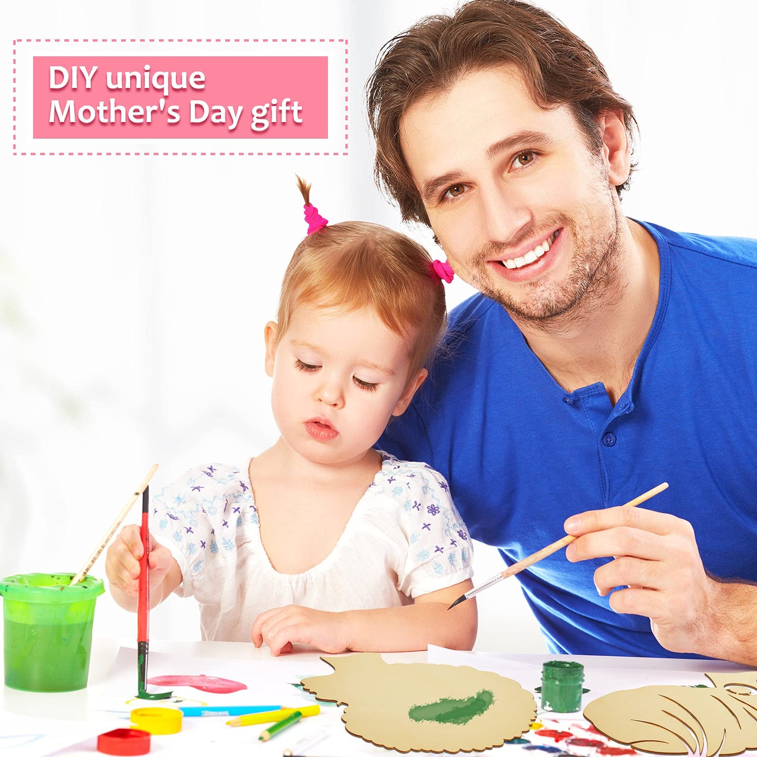 2 Pieces African Girl Wooden Cutouts DIY Wooden Template Mother and Child Wreath DIY Template Head Wooden Silhouette for DIY Mother's Day Present Jetec