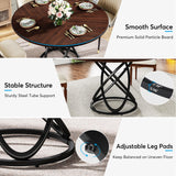 Tribesigns Round Dining Table for 4, 47 Inch Dinner Table Circle Kitchen Table with Metal Base, Wood Dining Room Table Cofee Table for Kitchen, Tribesigns