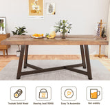 2024 New Large 72IN Solid Wood Dining Table for 6 8 10 People,Modern 6FT Waterproof Rectangular Kitchen Tables w/Anti-Rust&Adjustable Metal Leg,Brown chartustriable