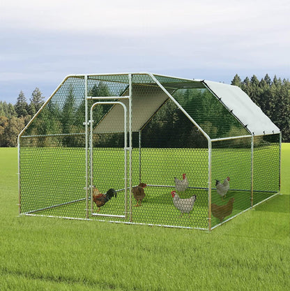 LEMBERI Large Metal Chicken Runs for Yard,Flat-roof Walk in Chicken coop cage for Outside,Galvanized Rabbits Duck and coops,Chicken Pen with - WoodArtSupply