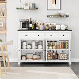 FOTOSOK Sideboard Buffet Cabinet with Storage, 55" Large Kitchen Storage Cabinet with 2 Drawers and 4 Doors, Wood Coffee Bar Cabinet Buffet Table for FOTOSOK