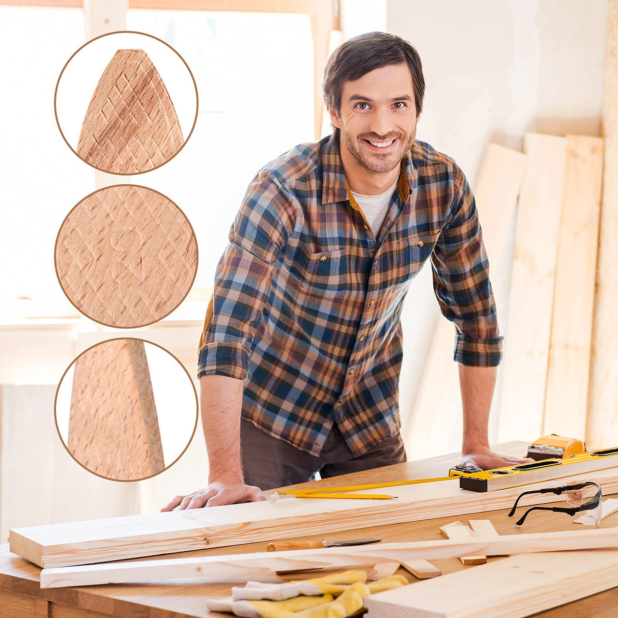 Beechwood Joiner Biscuits Number 0, 10, 20 Wood Joining Biscuits Woodworking Biscuits Assorted Beech Wood Chips for Crafting Woodworking(150 Pieces) Yalikop