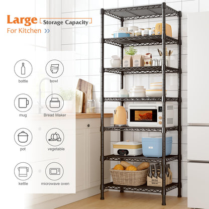 REIBII 71’’H Wire Shelving Rack 7-Tier Metal Shelving Units and Storage Shelves Loads 1176 LBS Adjustable Garage Shelving Heavy Duty Metal Shelves - WoodArtSupply