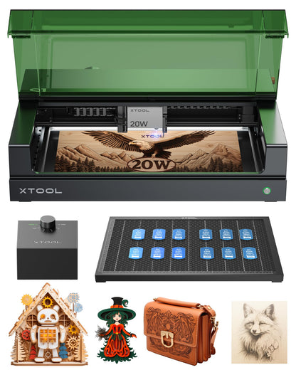 xTool S1 Laser Engraver, 20w Enclosed Diode Laser Cutter and Laser Engraving Machine with Smart Air Assist and Honeycomb for Cleaner Engraving and