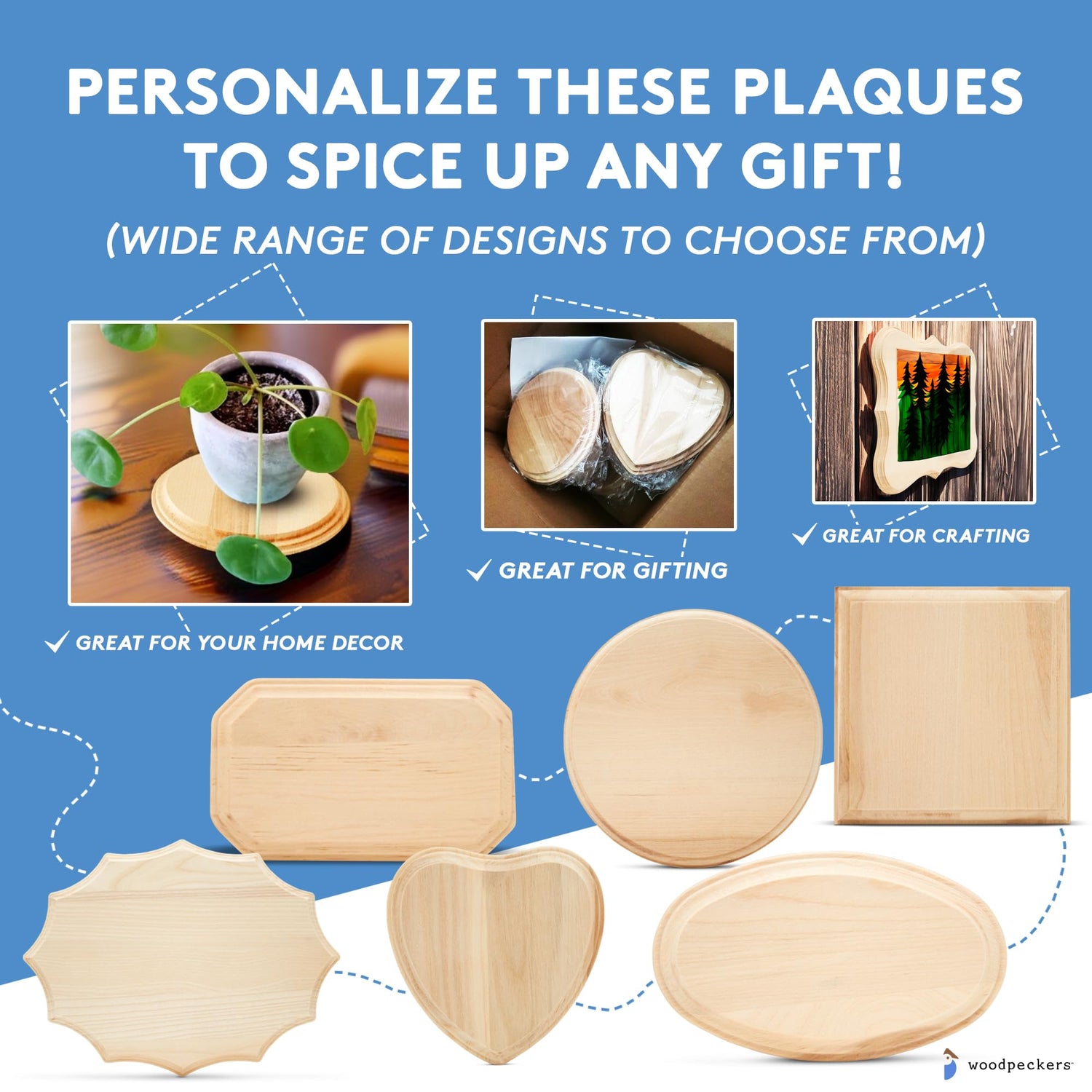 Wooden Hearts 7 inch Pack of 2 Wood Hearts Valentine's Crafts Mother's Day Craft Wooden Craft Hearts Wedding Hearts by Woodpeckers Woodpeckers