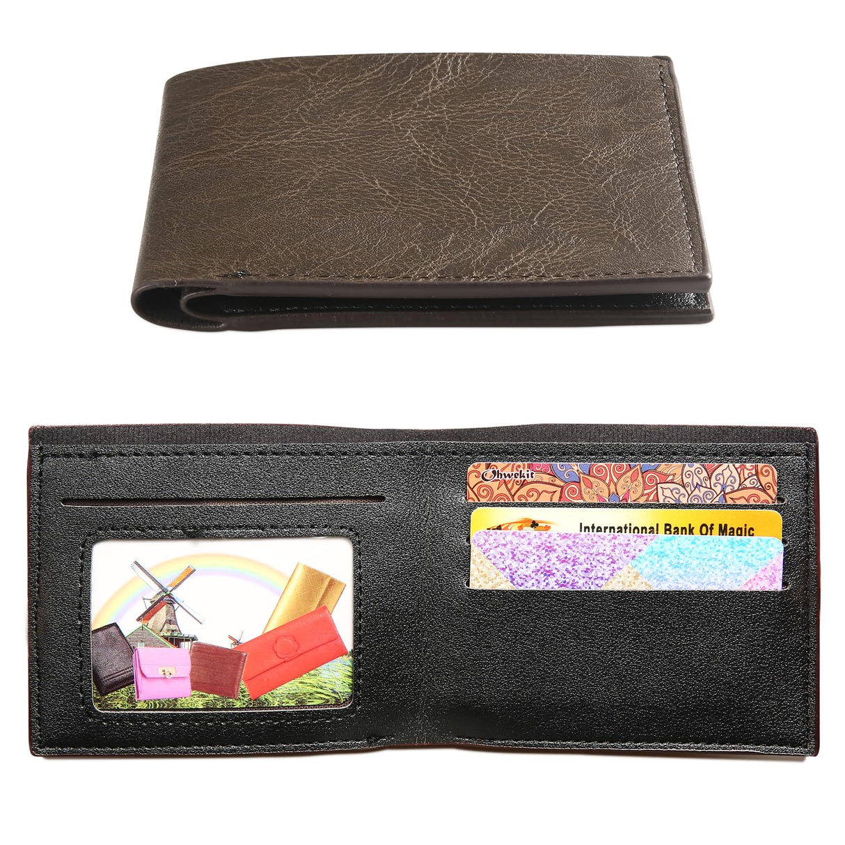 VZZNN 12 PCS Leather Bifold Wallets for Men,Men’s Wallet Bulk for DIY Engraving,With money clip,card holder(6 Black & 6 Brown) VZZNN