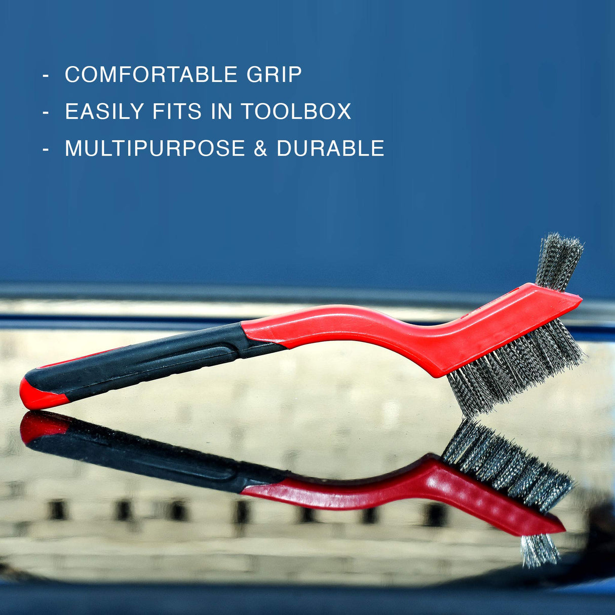 Lavaxon Wire Brush Set 3Pcs - Nylon/Brass/Stainless Steel Bristles with Curved Handle Grip for Rust, Dirt & Paint Scrubbing with Deep Cleaning – 7 Lavaxon