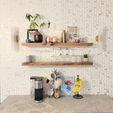 AUDRIELLE URBANDI, Rustic Floating Shelves, Set of 2, Hidden Bracket, Solid Wood, Heavy Duty, Wall Mounted Shelves, (Brown, 24Wx6D) WoodArtSupply