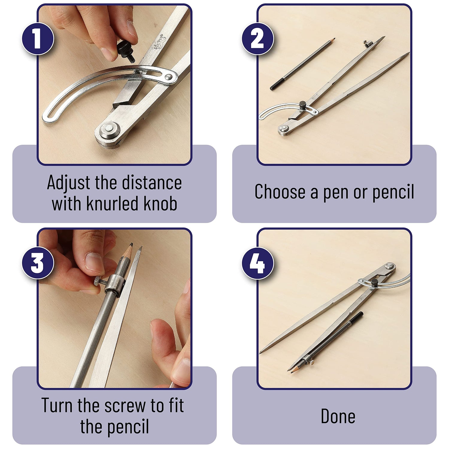 Mr. Pen- Professional Large Compass for Woodworking, 12 Inch Compass with Wing, Compass for Geometry, Compass Drawing Tool, Woodworking Compass, Mr. Pen