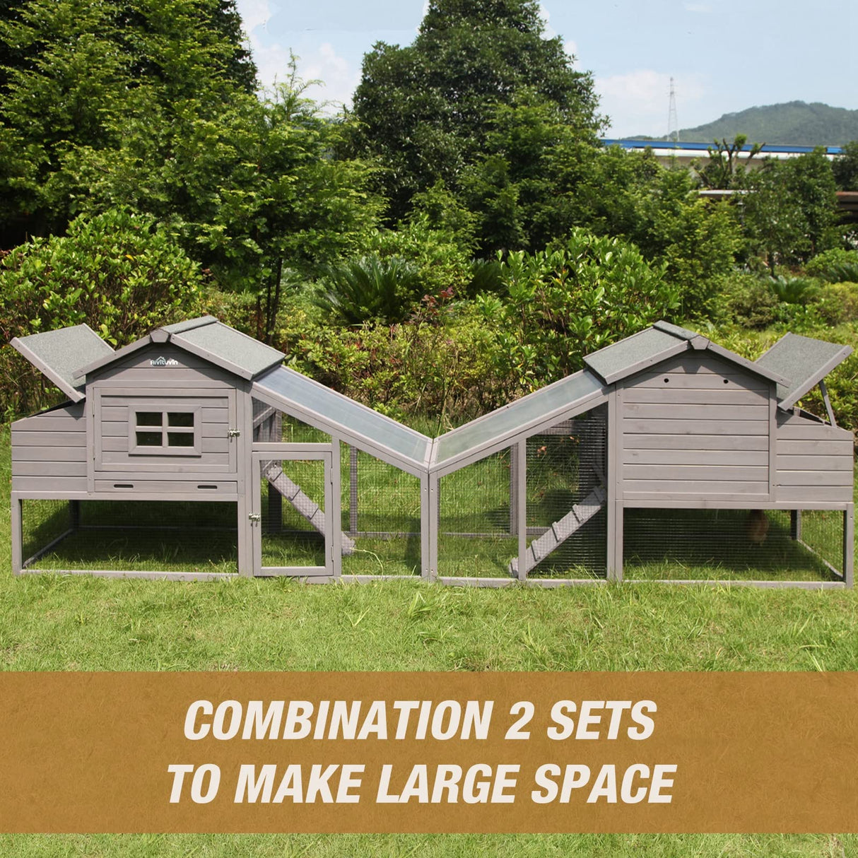 Chicken Coop 69" Chicken House with Large Nesting Box Outdoor Rabbit Hutch with UV Proof Roof,Waterproof GUTINNEEN