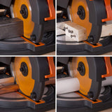 Evolution Power Tools R210CMS Compound Miter Saw, 8-1/4" Multi-Material Cutting TCT Blade Included Cuts Wood Metal Plastic & More, 45° - 45° Degree Evolution