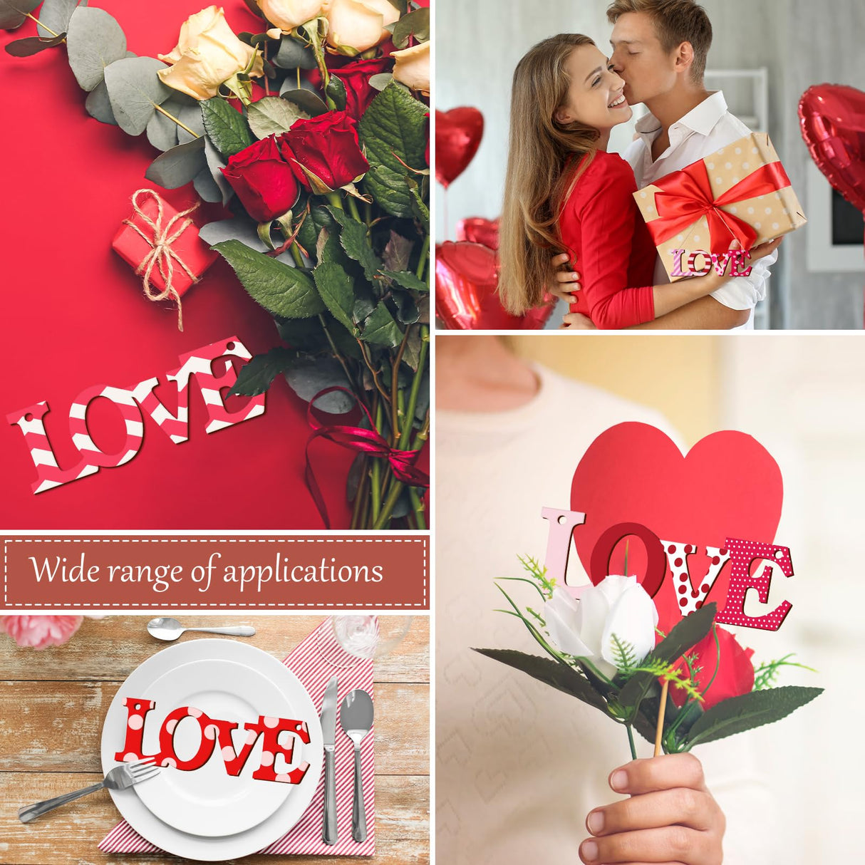 Wooden Love Letter Ornaments to Paint 7 Inch, Large Size Valentine's Day Wooden DIY Blank Unfinished Round Wood Discs Mothers Day Father's Day Sophena