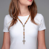 Intercession Our Father Sacred Handmade Solid Wood Rosary (St Benedict - Walnut) Intercession