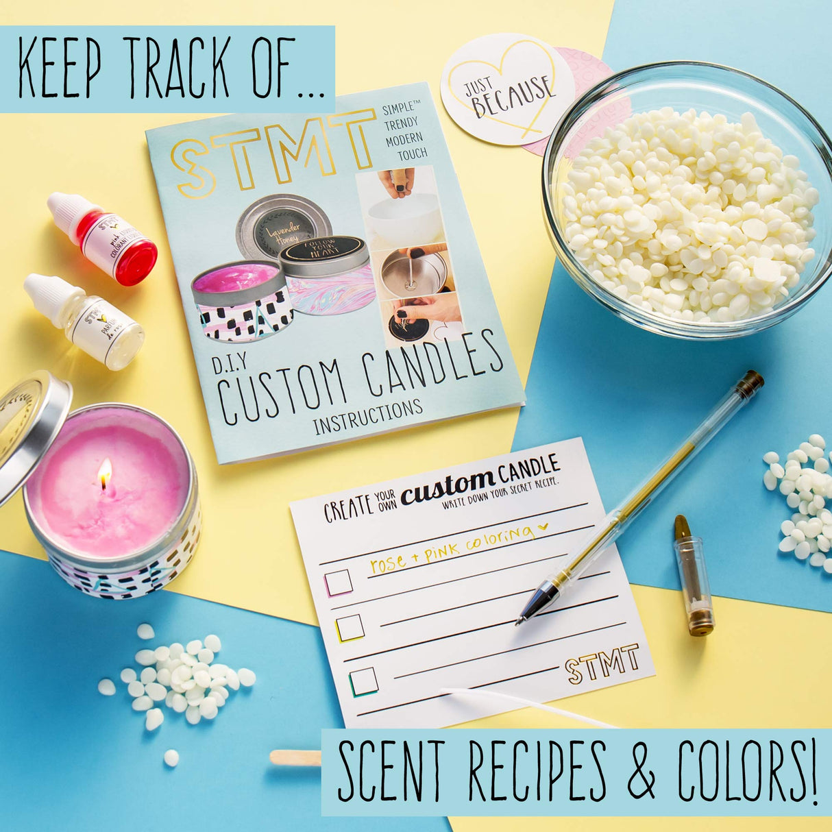 STMT D.I.Y. Custom Candles, Candle Maker Kit, DIY Candle Making Set, Make Your Own Candle Starter Kit for Kids, Ages 8+, Colors may vary STMT