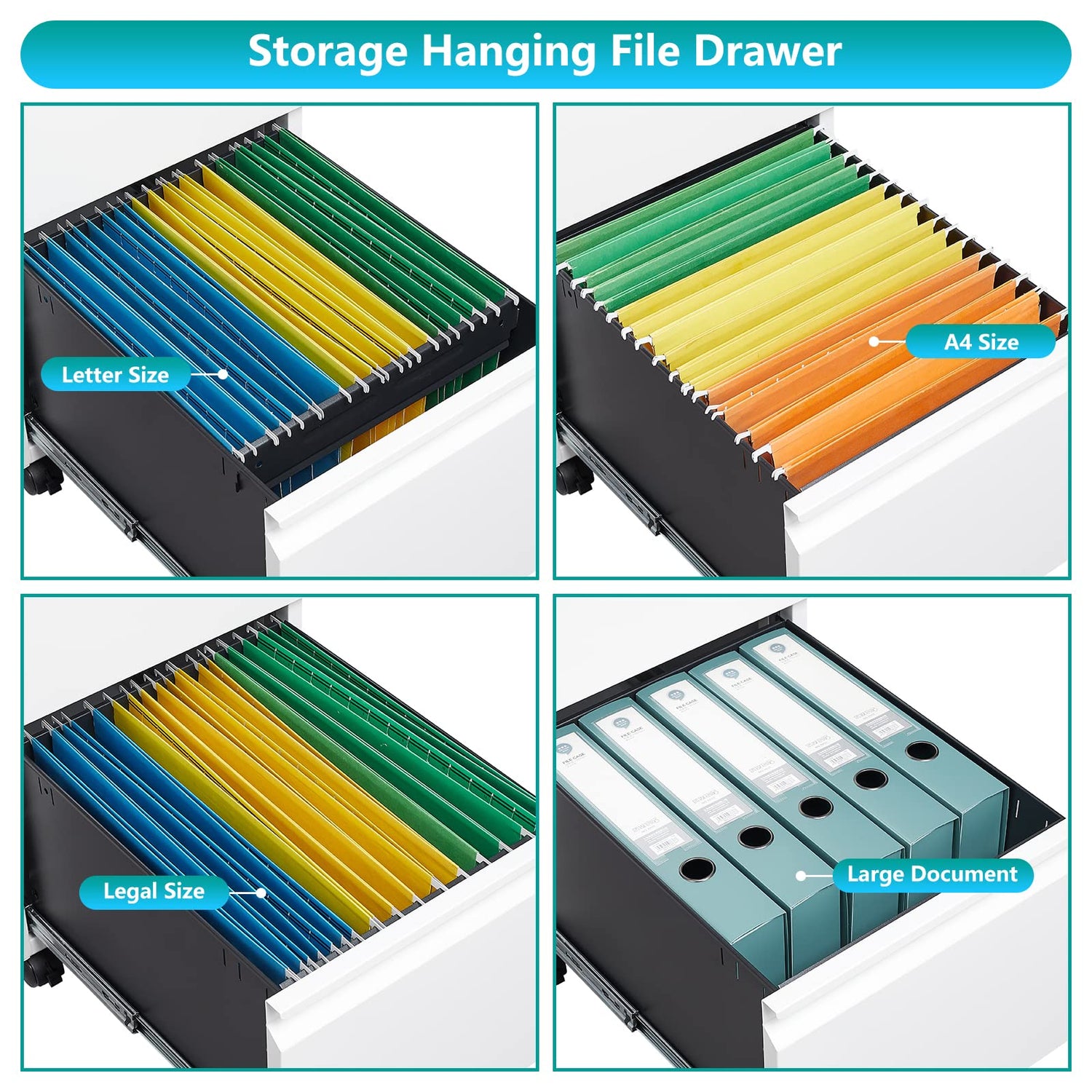 LISSIMO Metal File Cabinets with 2 Drawer,Under Desk Locking File Cabinet for Legal Letter Files, Office Storage Cabinet with Wheels Assembly LISSIMO