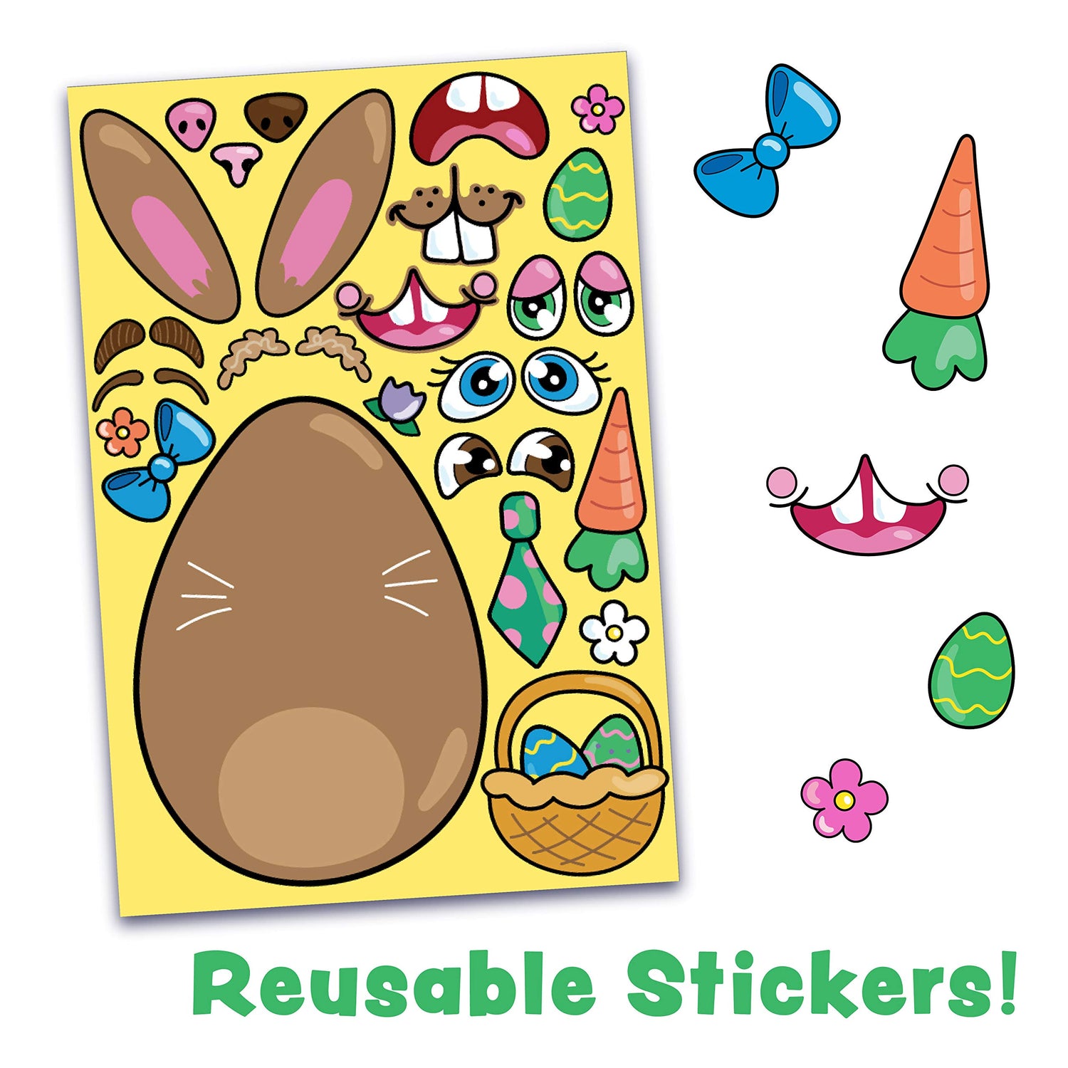 JOYIN 24 PCS Easter Mix and Match Make a Face Animal Stickers with Easter Egg Themed Pig, Bunny, Chicken, Cow, Sheep, Duck Party Favor Supplies, Art JOYIN