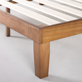 Mellow Classic 12" Natural Solid Wood Platform Bed Frame - Queen Size, No Box Spring Needed Mellow