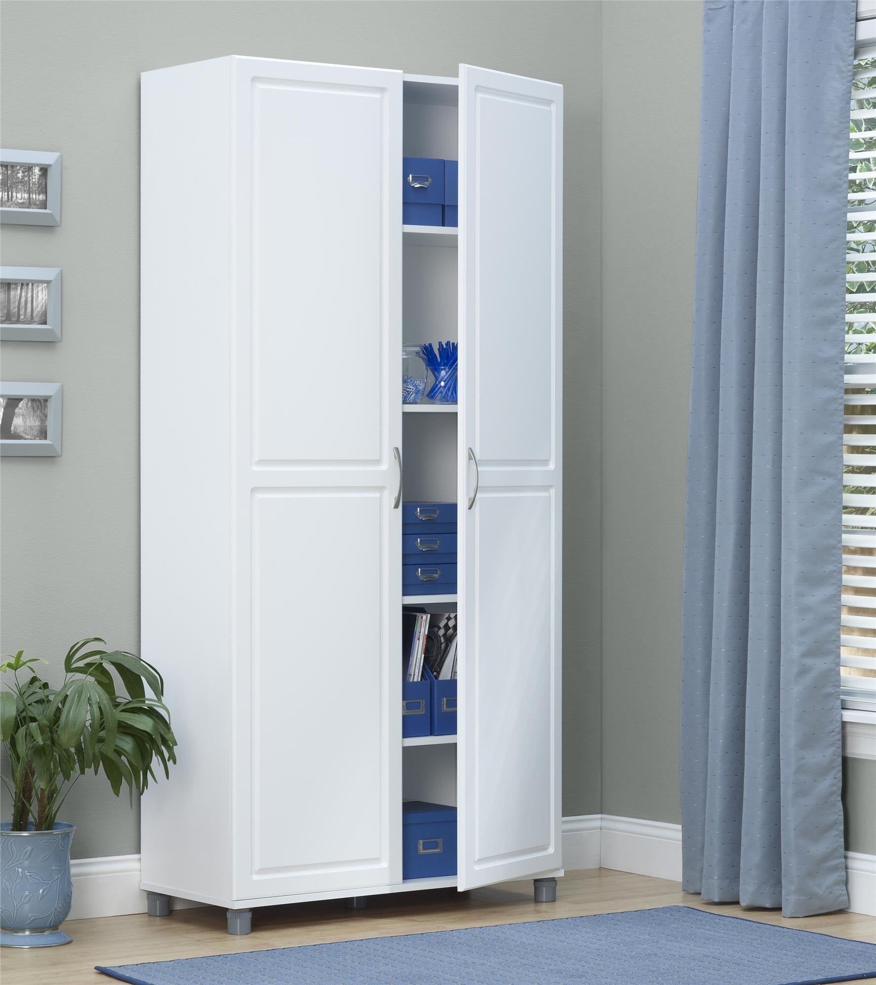 SystemBuild Kendall 36" Utility Storage Cabinet - White - WoodArtSupply