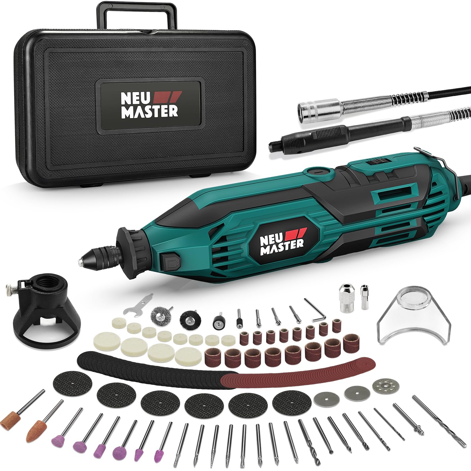 180W Rotary Tool Kit, NEU MASTER Corded Power Rotary Tools with 165 Accessories and 6 Variable Speed, 10000-35000RPM Electric Drill Set for Handmade - WoodArtSupply