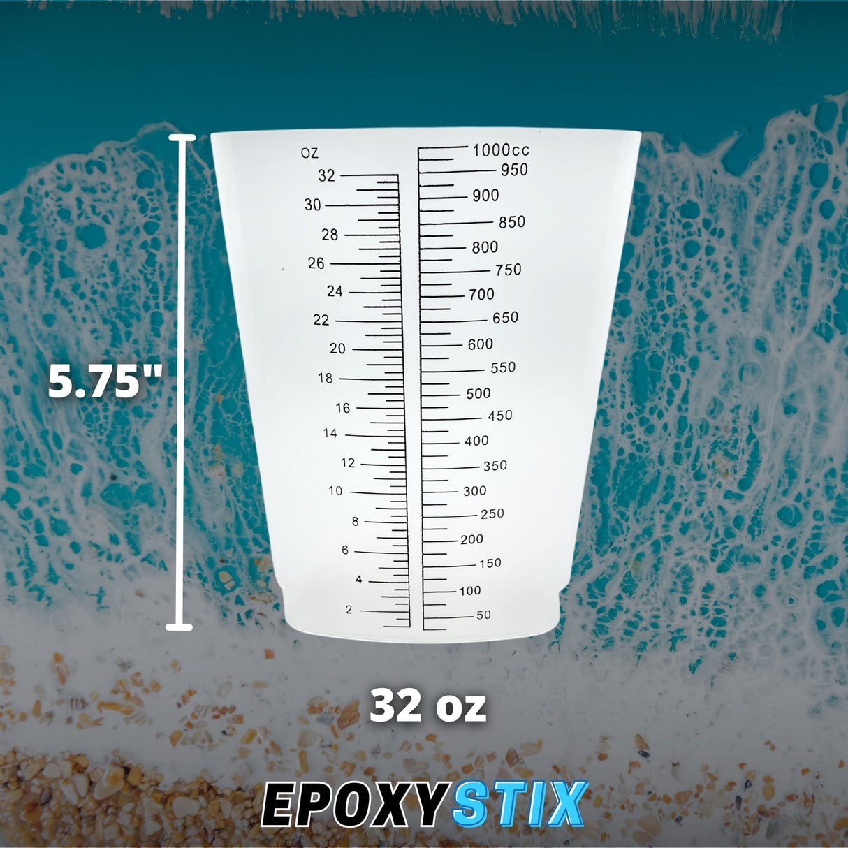 EpoxyStix [Pack of 10] 32oz Triangular Paint/Epoxy Mixing Cups - Pack of Ten - Ideal For Mixing and Precise Pouring - Made from Polypropylene - EpoxyStix