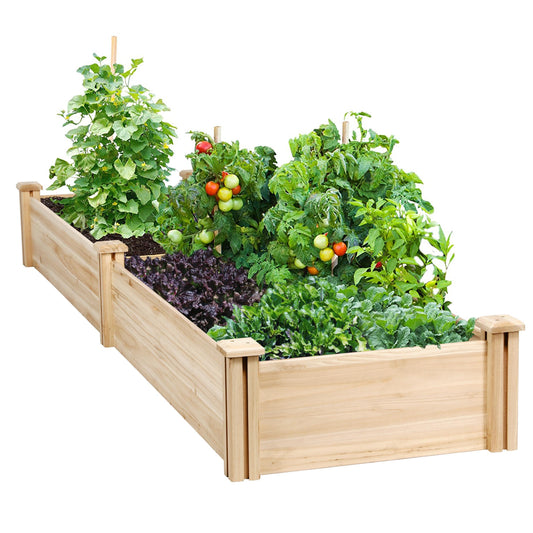 Yaheetech 8×2ft Wooden Horticulture Raised Garden Bed Divisible Elevated Planting Planter Box for Flowers/Vegetables/Herbs in Backyard/Patio Outdoor,