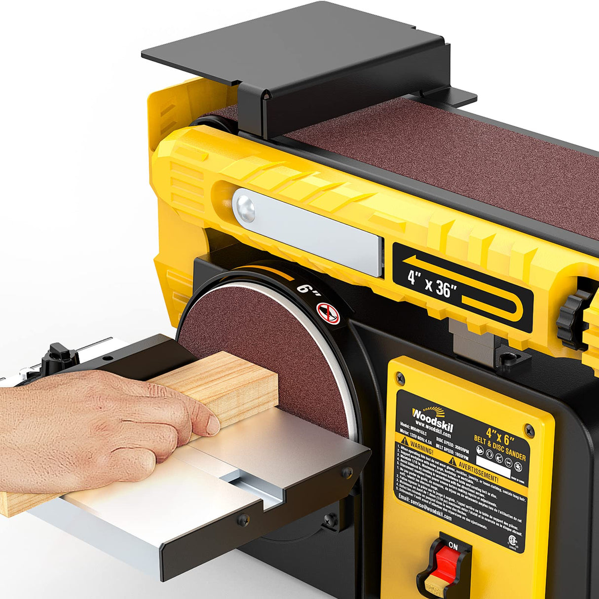 Woodskil 4.5-Amp Belt Disc Sander Combo, 4 x 36 in. Belt and 6 in. Disc Sander with 3/4HP Motor, Belt Sander for Woodworking with Base, Bench Sander Woodskil