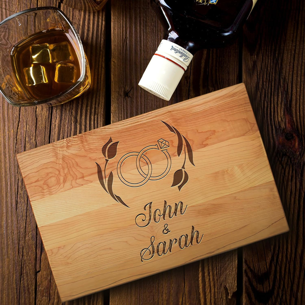 Handmade in USA - Wood Personalized Cutting Board - Unique Wedding Gift Idea for Couples, Anniversary, Christmas, Bridal Shower, Housewarming - Many Maison Custom