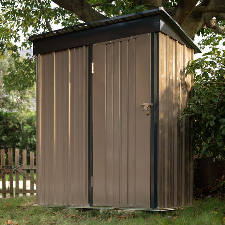 Devoko Outdoor Storage Shed 5 x 3 FT Lockable Metal Garden Shed Steel Anti-Corrosion Storage House with Single Lockable Door for Backyard Outdoor Devoko