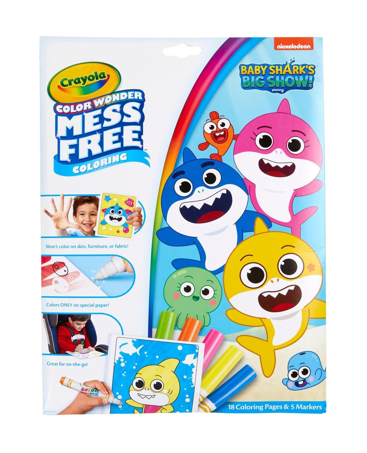 Crayola Baby Shark Color Wonder Pages, Mess Free Coloring For Toddlers, Kids Holiday Gift, Stocking Stuffer, Travel Activities Crayola