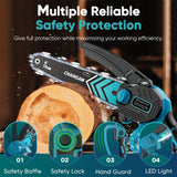 Mini Chainsaw, 6-Inch Chain saw with 2 Pack 2000mAh Batteries, Portable Handheld Chainsaw, Mini Chainsaw Cordless for Wood Cutting Tree Trimming DIY HOPTO
