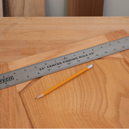 Stainless Steel Center Finding Ruler. Ideal for Woodworking, Metal Work, Construction and Around The Home (24" Ruler) - WoodArtSupply