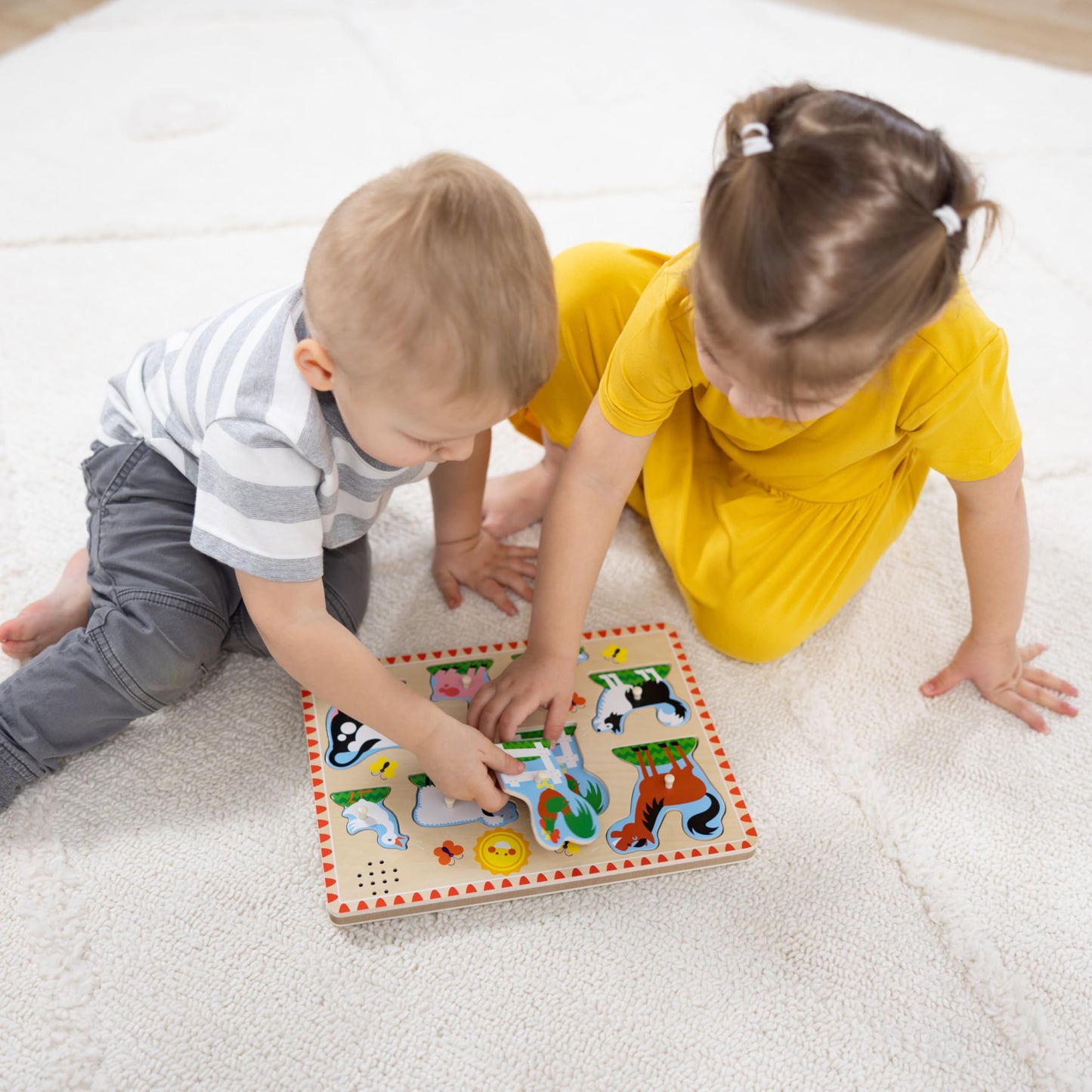 Melissa & Doug Farm Animals Sound Puzzle - Wooden Peg Puzzle With Sound Effects (8 pcs) - WoodArtSupply