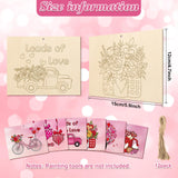 COCHIE DIY Wooden Ornaments to Paint for Kids Valentine's Day Party, 12 Pieces Unfinished Predrilled Wood Slices for Crafts with Laser Carving Line COCHIE