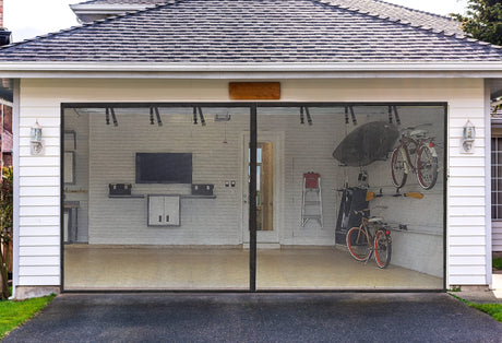 Garage Screen Doors for 2 Car Garage-16x7FT Fiberglass 2300g/5.1lb Durable Heavy Duty Magnetic Garage Door Screen Hands Free with 6 Roll Up Starps Elytsemoh