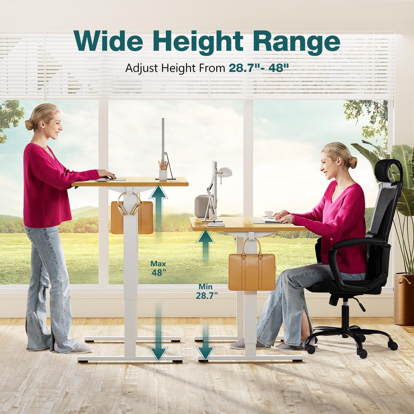 SMUG Standing Desk, Adjustable Height Electric Sit Stand Up Down Computer Table, 40x24 Inch Ergonomic Rising Desks for Work Office Home, Modern Lift