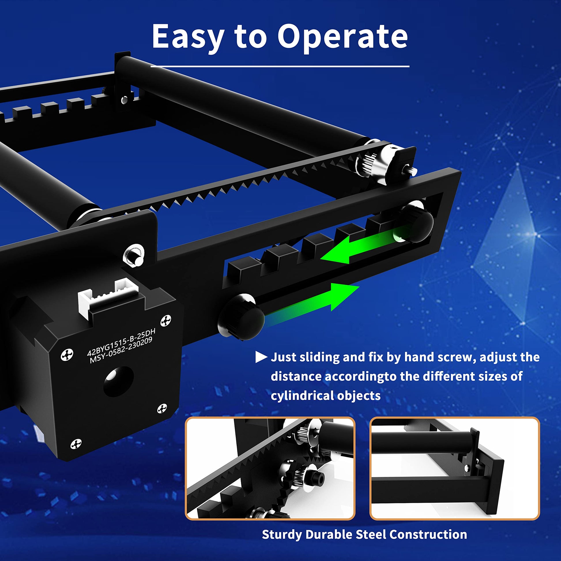 LONGER Laser Engraver Rotary Roller, Y-axis Rotary Roller 360° Rotation for Laser Engraver Engraving Cylindrical Objects Tumblers Cans Cups Bottles, - WoodArtSupply