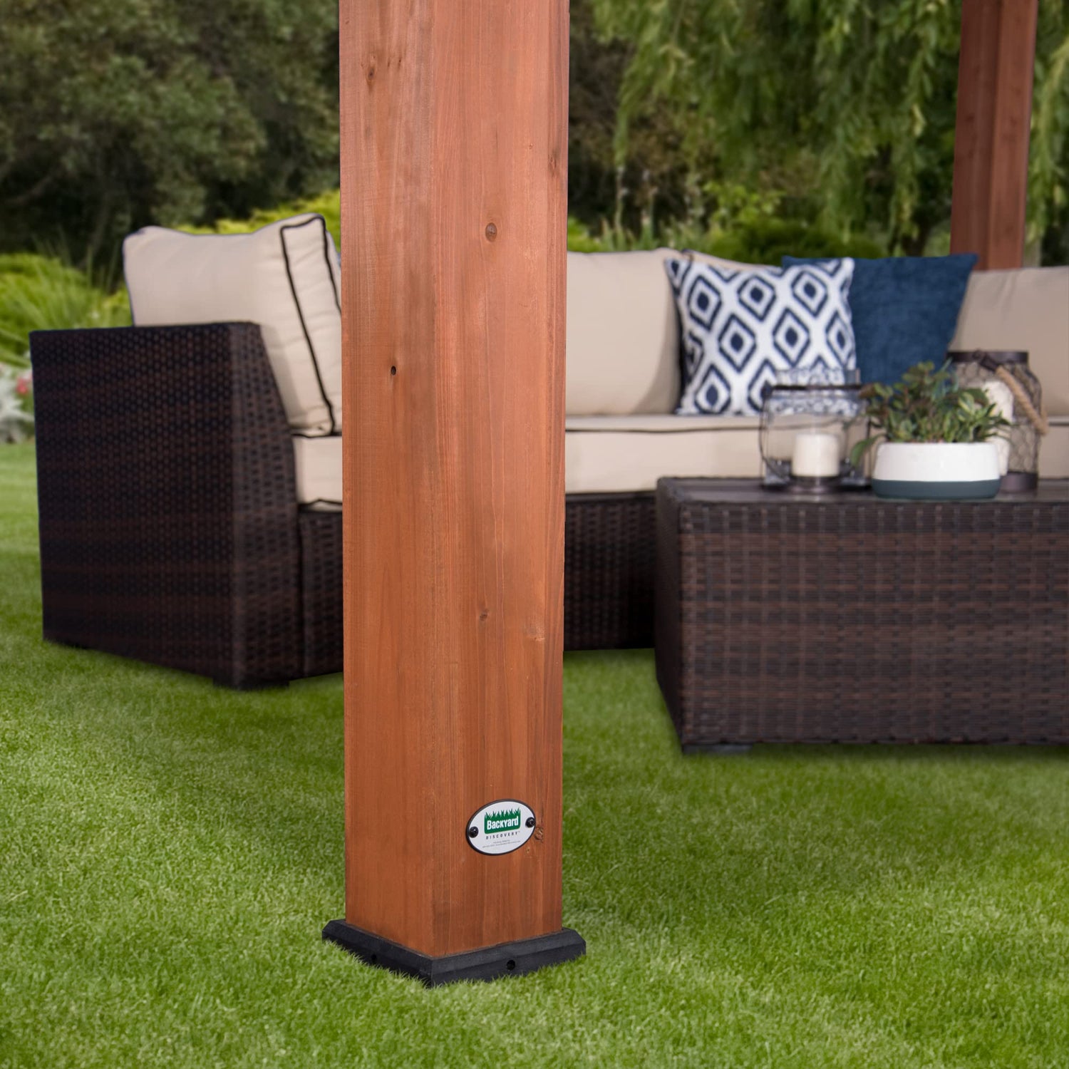 Backyard Discovery 12' by 10' Cedar Wood Pergola, Wind Secure, Strong, Quality Made, Rot Resistant, Concrete Anchors, Spacious for Outdoor Patio, Backyard Discovery